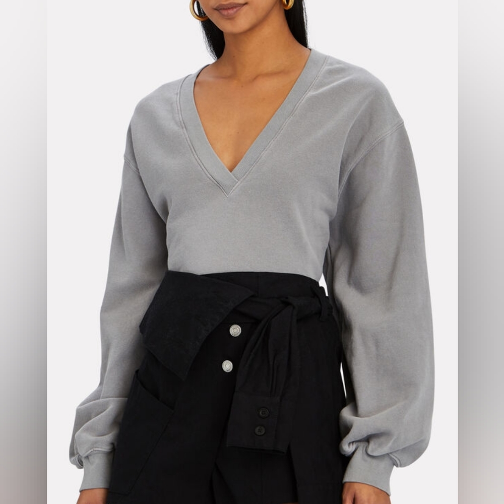 NWOT AGOLDE Low V-Neck Balloon Sleeve Sweatshirt